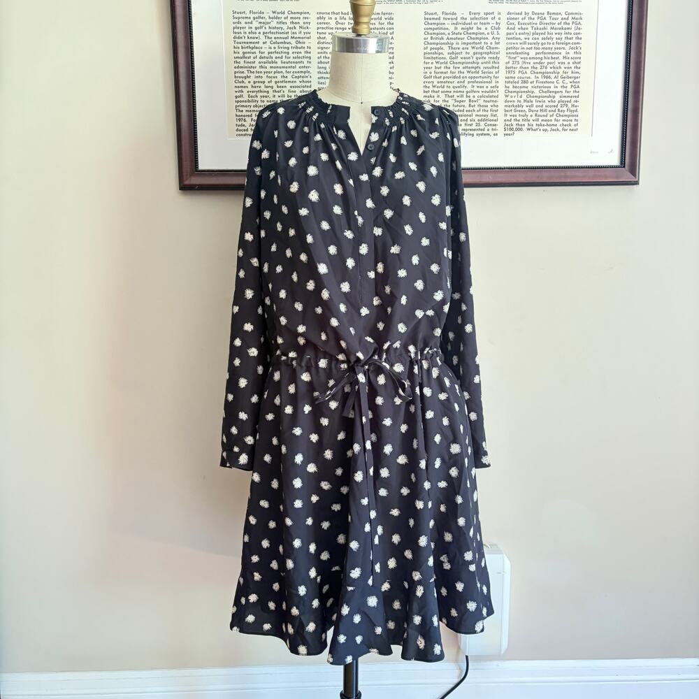 Rebecca Taylor Dandelion-Print Silk Shirtdress Black Size 12 - Picture 2 of 9